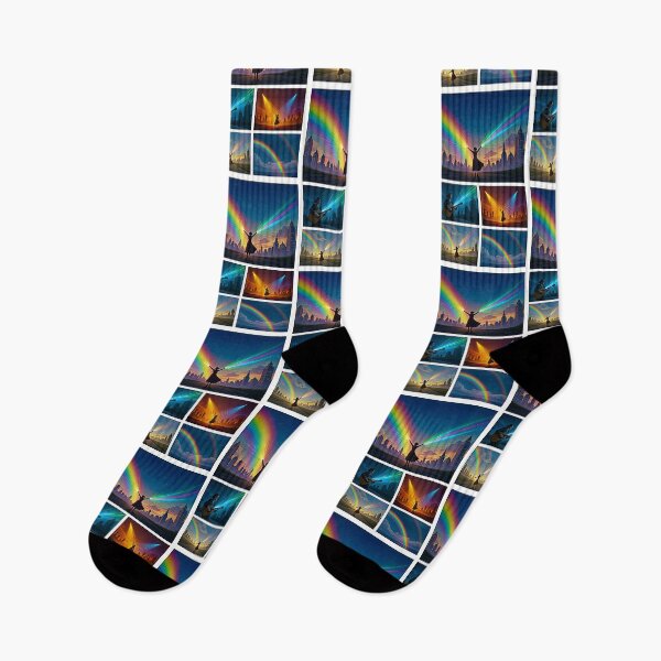 Item preview, Urban Silhouettes Harnessing Vibrant Rainbow Beams. designed and sold by Starlit Sidhe Studio.