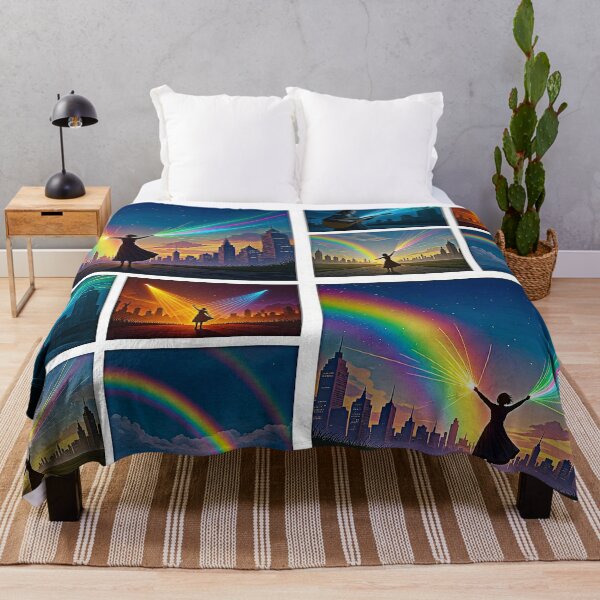 Item preview, Urban Silhouettes Harnessing Vibrant Rainbow Beams. designed and sold by Starlit Sidhe Studio.