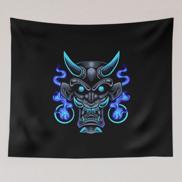 Item preview, Skull with horns in blue flames designed and sold by Joncasmiart.