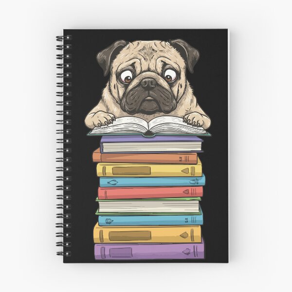 Item preview, Cute Pug Dog Reading On Pile of Books Funny designed and sold by d247.