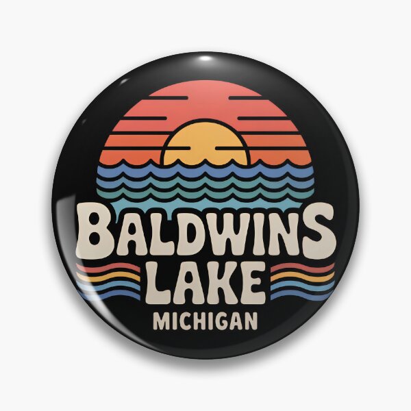 Item preview, Baldwins Lake, Michigan Retro Sunset designed and sold by TheOldMittenIllustrated.