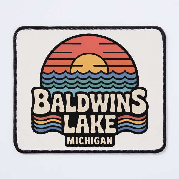 Item preview, Baldwins Lake, Michigan Retro Sunset designed and sold by TheOldMittenIllustrated.