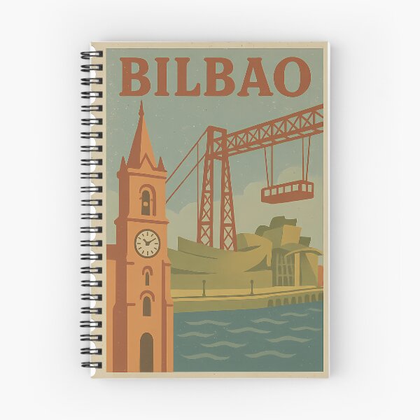 Item preview, Vintage Stamp of Bilbao | Retro Spain Travel Poster | Mid-Century Modern Cityscape Art | Guggenheim Museum & Riverside Design | Collectible European Print designed and sold by PaintedPixels01.