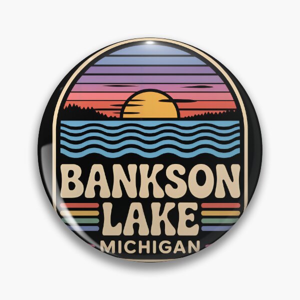 Item preview, Bankson Lake, Michigan Retro Sunset designed and sold by TheOldMittenIllustrated.
