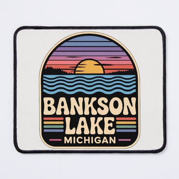 Item preview, Bankson Lake, Michigan Retro Sunset designed and sold by TheOldMittenIllustrated.