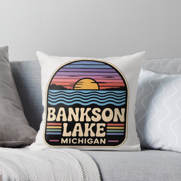 Item preview, Bankson Lake, Michigan Retro Sunset designed and sold by TheOldMittenIllustrated.