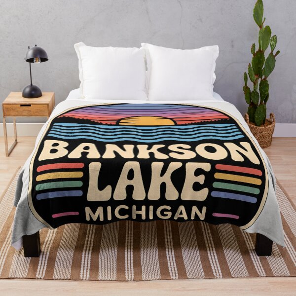 Item preview, Bankson Lake, Michigan Retro Sunset designed and sold by TheOldMittenIllustrated.