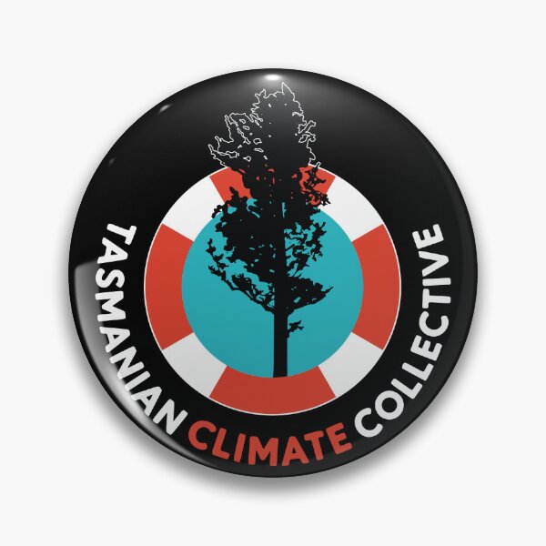 Artikelvorschau, Logo des Tasmanian Climate Collective auf Schwarz entworfen und verkauft von Tasmanian Climate Collective.