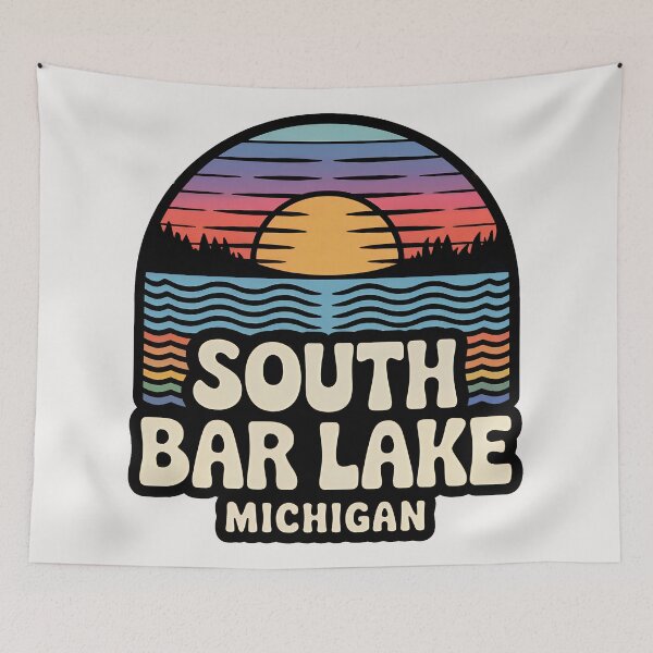 Item preview, South Bar Lake, Michigan Retro Sunset designed and sold by TheOldMittenIllustrated.