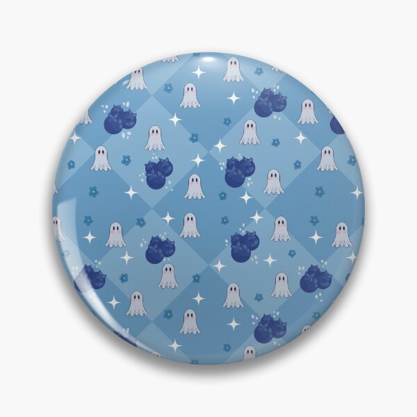 Item preview, Cute Blueberry Ghosts and Daisies pattern  designed and sold by ArtsieArtist.