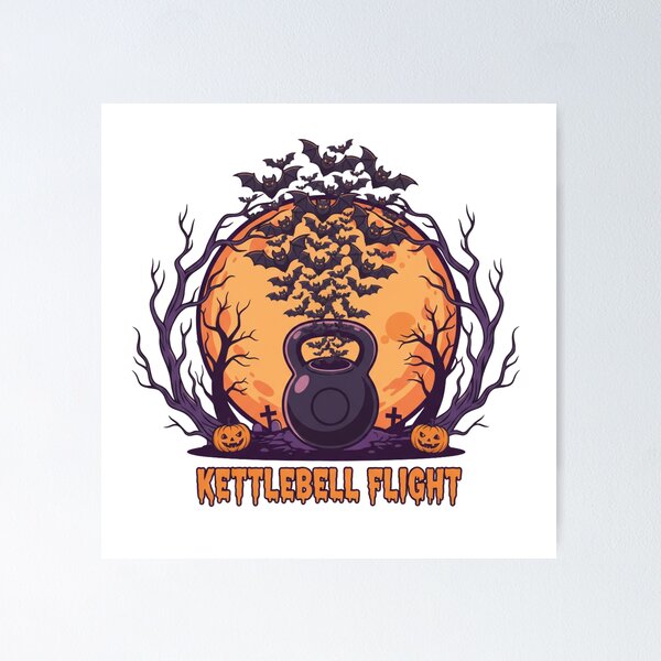 Item preview, Kettlebell Flight Bats Full Moon Halloween CrossFit Workout Design designed and sold by Bmd4Fitness.