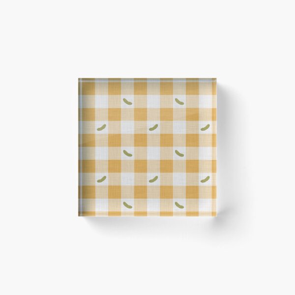 Item preview, Green Pickles on Golden Yellow & White Gingham Plaid designed and sold by piptompatternco.