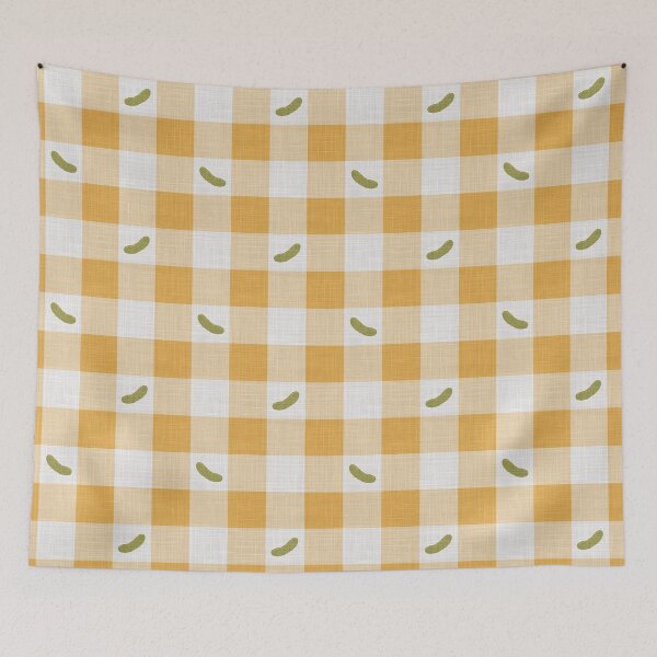 Item preview, Green Pickles on Golden Yellow & White Gingham Plaid designed and sold by piptompatternco.