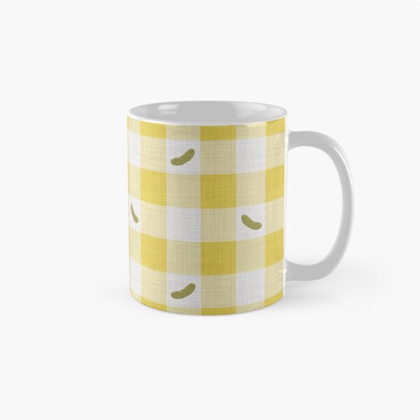 Item preview, Green Pickles on Sunshine Yellow & White Gingham Plaid designed and sold by piptompatternco.