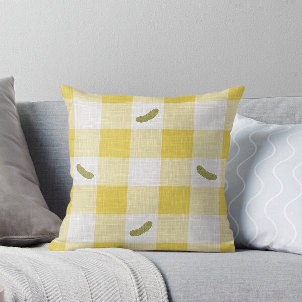Item preview, Green Pickles on Sunshine Yellow & White Gingham Plaid designed and sold by piptompatternco.