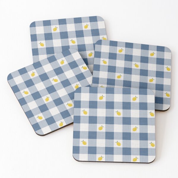 Item preview, Lemons on Dark Navy Blue & White Gingham Plaid designed and sold by piptompatternco.