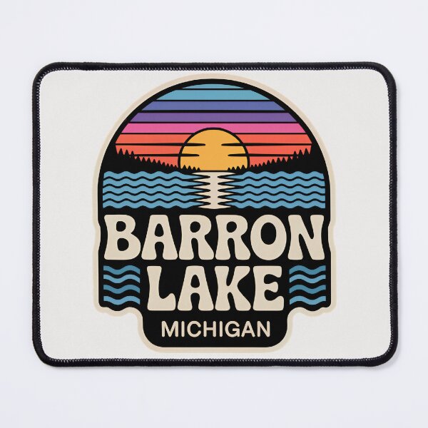 Item preview, Barron Lake, Michigan Retro Sunset designed and sold by TheOldMittenIllustrated.