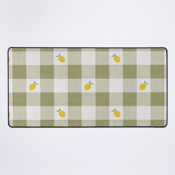 Item preview, Lemons on Olive Avocado Pistachio Green & White Gingham Plaid designed and sold by piptompatternco.