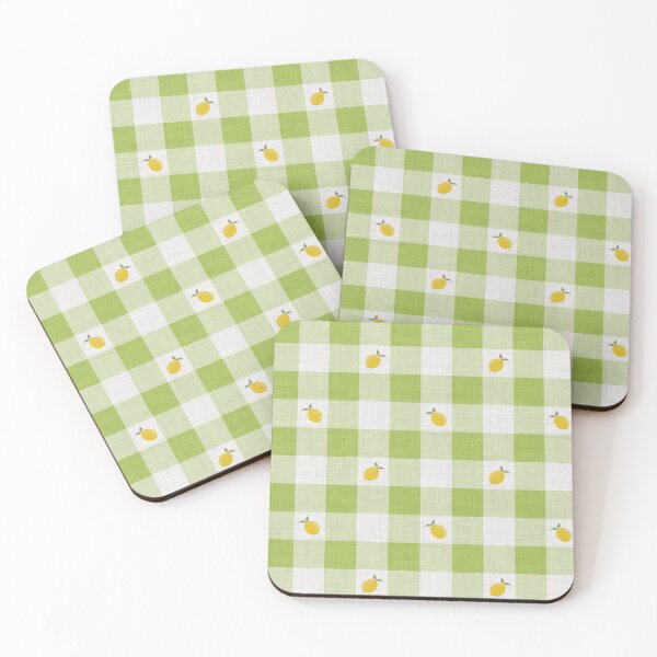 Item preview, Lemons on Lime Green & White Gingham Plaid designed and sold by piptompatternco.