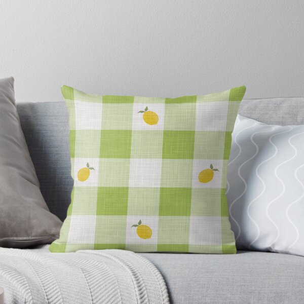 Item preview, Lemons on Lime Green & White Gingham Plaid designed and sold by piptompatternco.