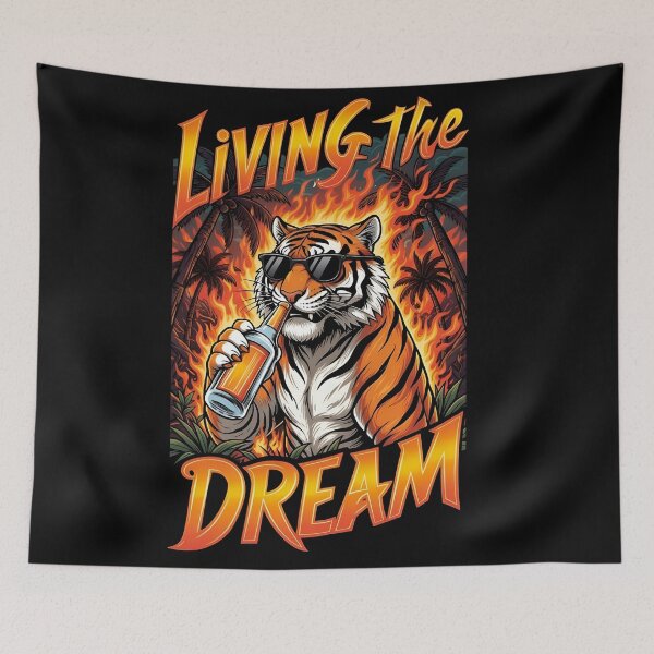 Item preview, Living the Dream Tiger – Cool Retro Summer Vibes designed and sold by ARkiveCreative.