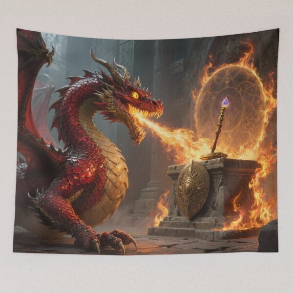 Item preview, Red Dragon Seeks a Magical Wand to add to His Hoard designed and sold by shakespeare1212.