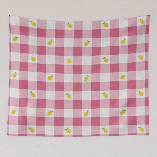 Item preview, Lemons on Hot Pink & White Gingham Plaid designed and sold by piptompatternco.