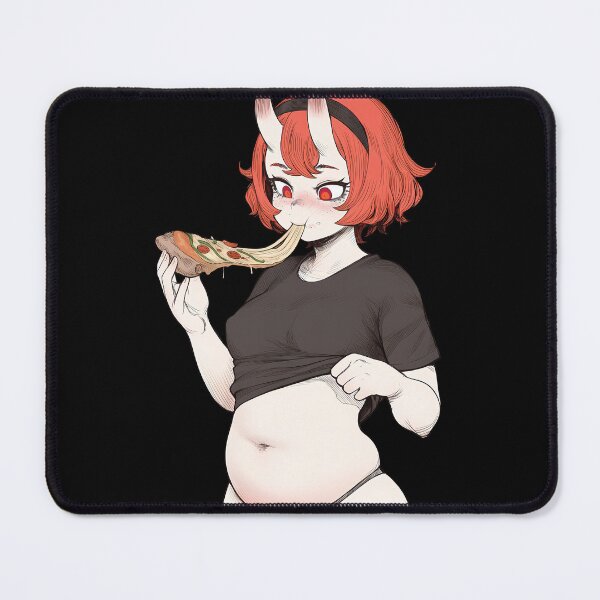 Item preview, Hungry Devil Waifu Eating Pizza designed and sold by Otakunaisu.