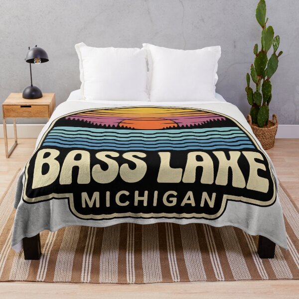 Item preview, Bass Lake, Michigan Retro Sunset designed and sold by TheOldMittenIllustrated.