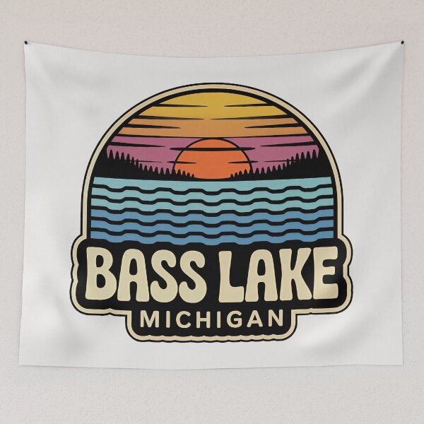 Item preview, Bass Lake, Michigan Retro Sunset designed and sold by TheOldMittenIllustrated.