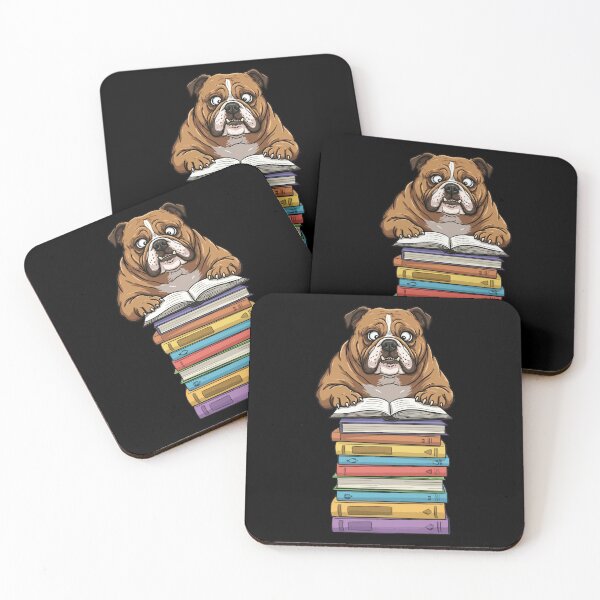 Item preview, Cute English Bulldog Reading On Pile of Books Funny designed and sold by d247.