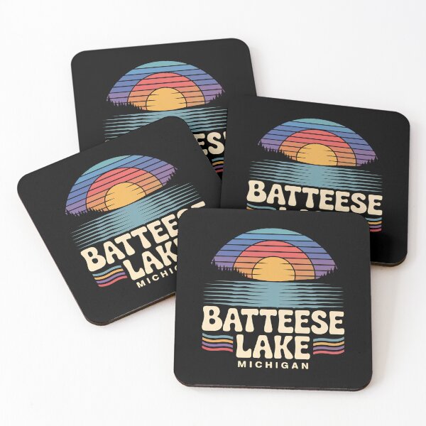 Item preview, Batteese Lake, Michigan Retro Sunset designed and sold by TheOldMittenIllustrated.