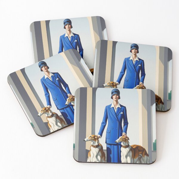 Item preview, The Woman with the Borzoi V2 - Original Art Deco Artwork designed and sold by elektronen.