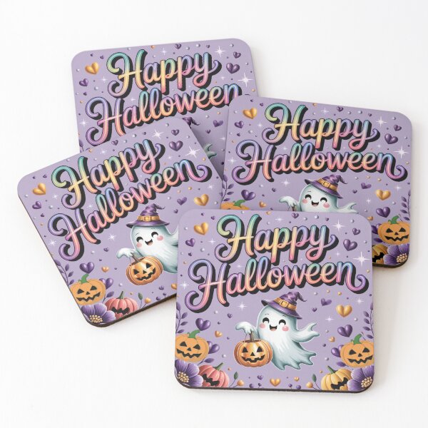 Item preview, Happy Halloween – Cute Ghost and Pumpkin Design designed and sold by SoftStyleStudio ⭐⭐⭐.