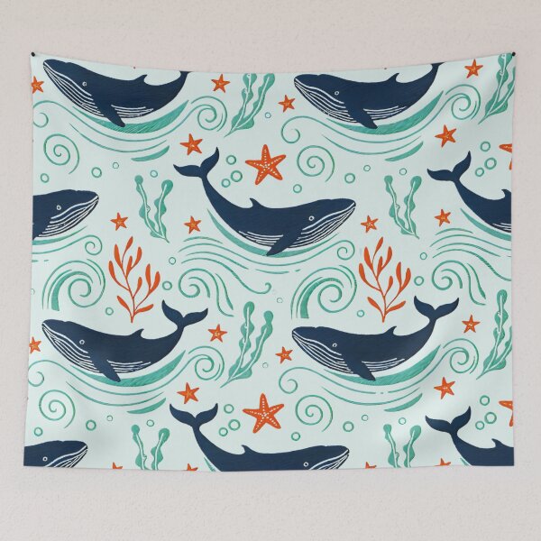 Item preview, Blue Whales, Seaweed and Starfish designed and sold by Ciervo Primavera.