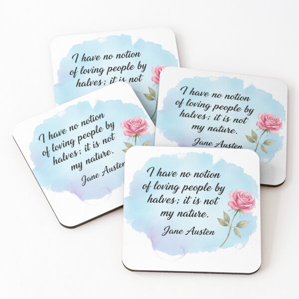 Item preview, Jane Austen Quote – I Have No Notion of Loving People by Halves | Romantic Watercolor Rose Art designed and sold by Boski22.