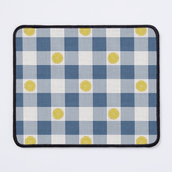 Item preview, Lemon Slices on Dark Navy Blue & White Gingham Plaid designed and sold by piptompatternco.