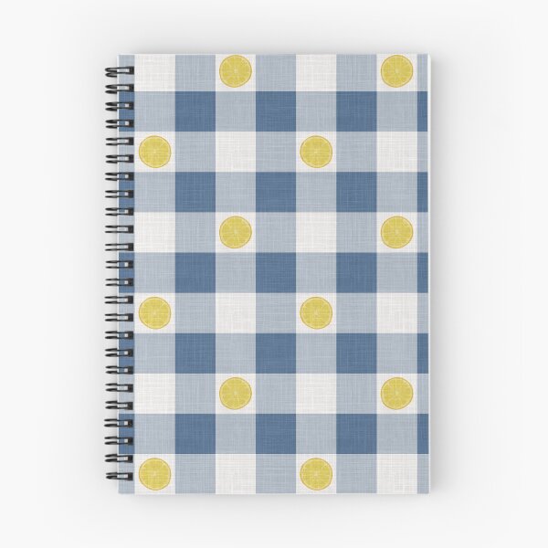 Item preview, Lemon Slices on Dark Navy Blue & White Gingham Plaid designed and sold by piptompatternco.