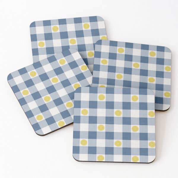 Item preview, Lemon Slices on Dark Navy Blue & White Gingham Plaid designed and sold by piptompatternco.