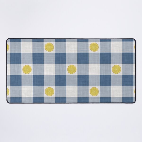 Item preview, Lemon Slices on Dark Navy Blue & White Gingham Plaid designed and sold by piptompatternco.