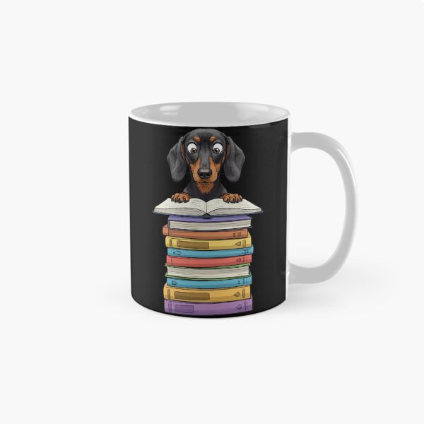 Item preview, Cute Wiener Dog Reading On Pile of Books Funny Dachshund designed and sold by d247.