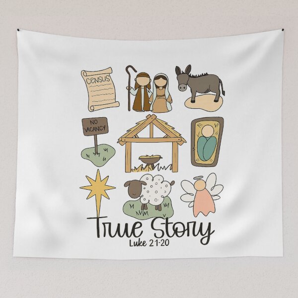 Item preview, True Story – Nativity Scene Christmas Design (Luke 2:1-20) designed and sold by CapyToon.