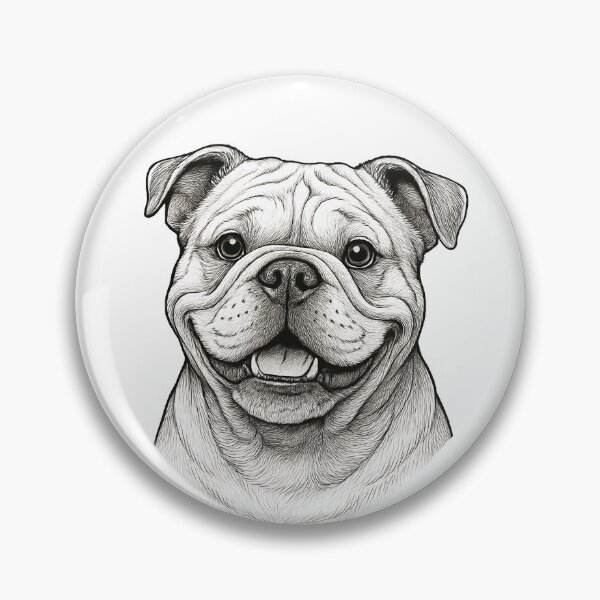 Item preview, Happy Bulldog Headshot Drawing designed and sold by Krystals-Art.