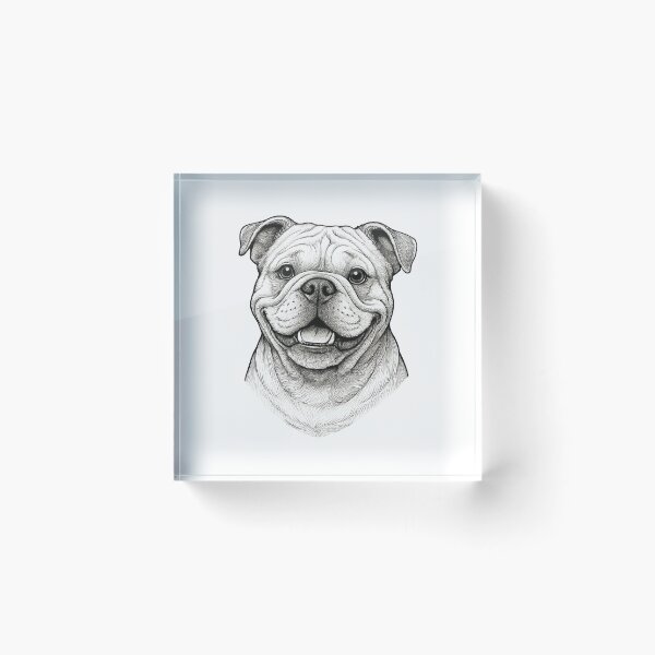 Item preview, Happy Bulldog Headshot Drawing designed and sold by Krystals-Art.
