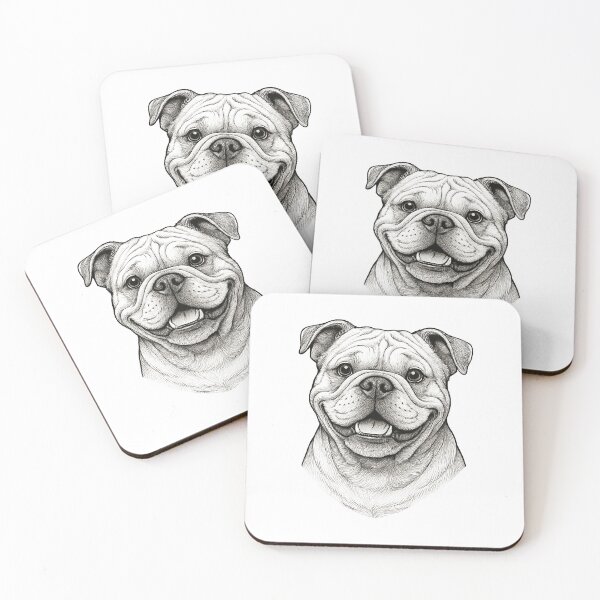Item preview, Happy Bulldog Headshot Drawing designed and sold by Krystals-Art.