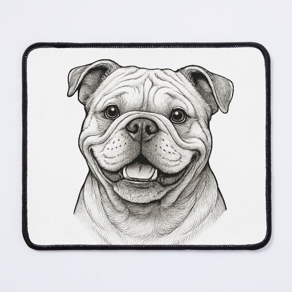 Item preview, Happy Bulldog Headshot Drawing designed and sold by Krystals-Art.