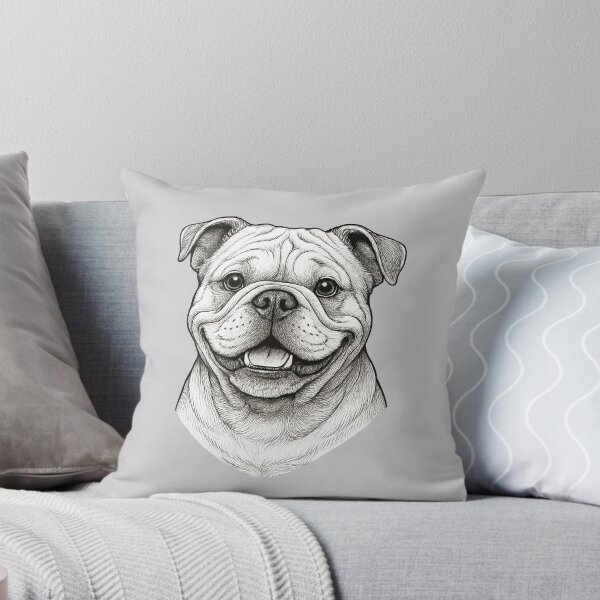 Item preview, Happy Bulldog Headshot Drawing designed and sold by Krystals-Art.