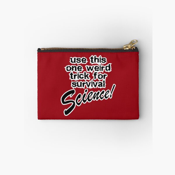 Item preview, use this one weird trick for survival science, deep red background designed and sold by mntimg.