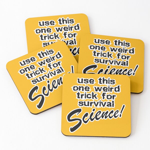 Item preview, use this one weird trick for survival science, orange background designed and sold by mntimg.