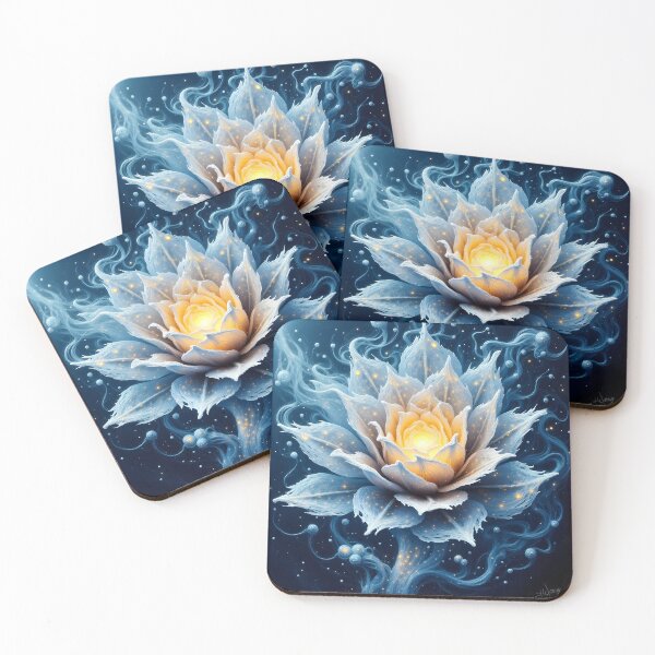 Item preview, Ethereal Cosmic Lotus – Glowing Blue and Gold 3D Light Flower designed and sold by Mama's Storeroom.